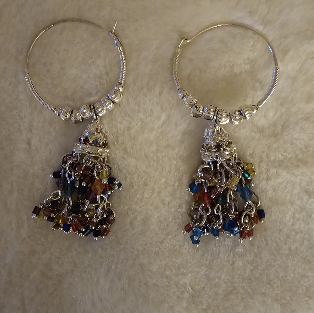 Super Cute Hoop Earrings With Colorful Tassels